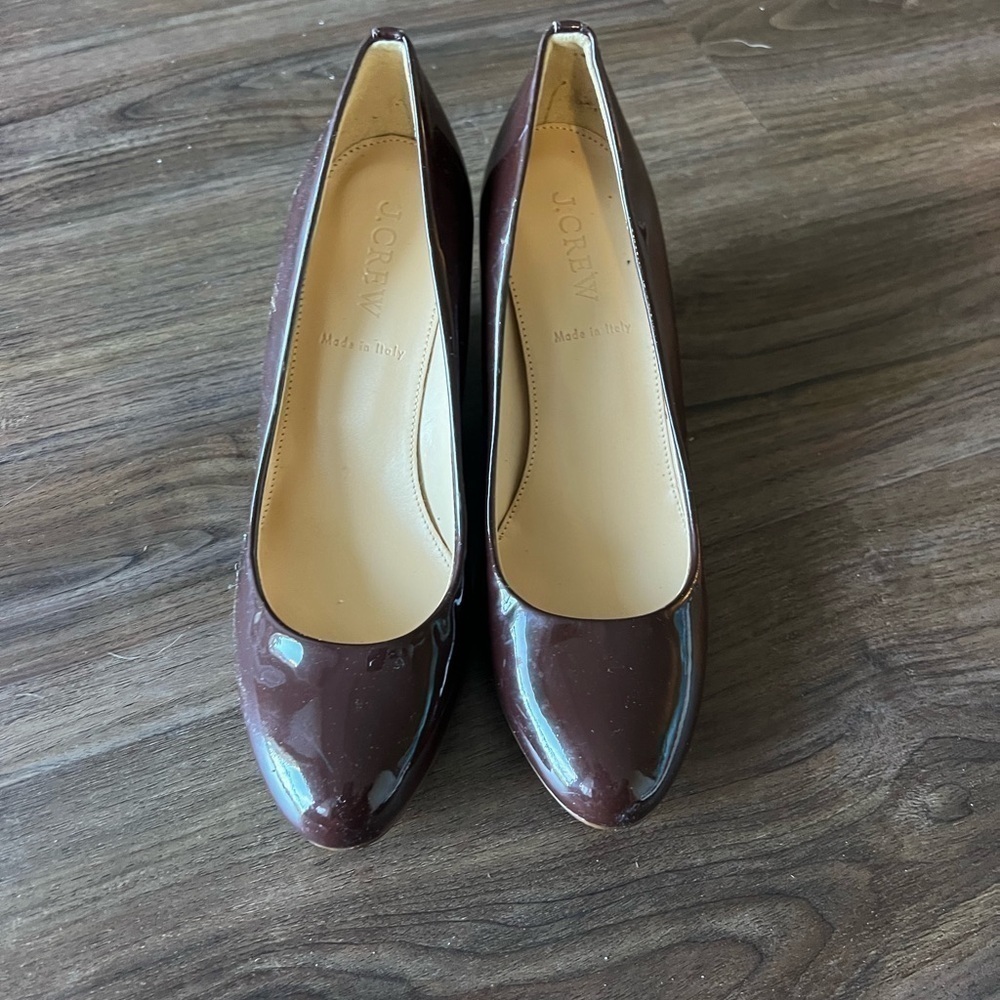 J. Crew Sylvia Nude Patent Leather Wedges Nude Size 6 - Picture 3 of 7